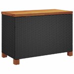 vidaXL Boîte de rangement de jardin noir résine tressée bois d'acacia