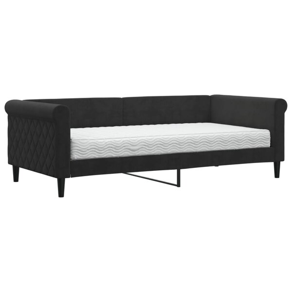 vidaXL Lit de jour avec matelas noir 90x190 cm velours