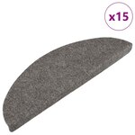 vidaXL Tapis d'escalier autocollants 15 Pièces 56x17x3 cm Gris