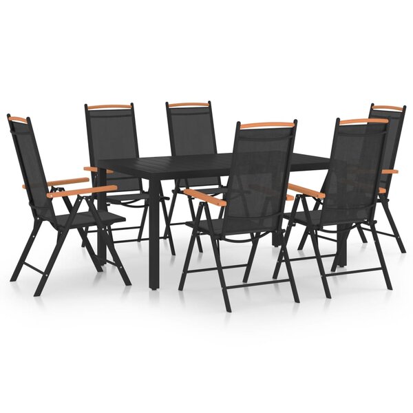 vidaXL Ensemble à manger de jardin 7 Pièces Aluminium Noir