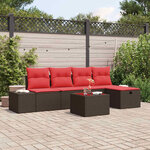 vidaXL Ensemble de canapé de jardin 6 Pièces Marron polyrotin