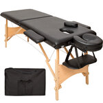 Tectake Table de massage pliante 2 Zones Bois, cosmétique, portable - noir