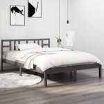 vidaXL Cadre de lit Gris Bois massif 135x190 cm Double