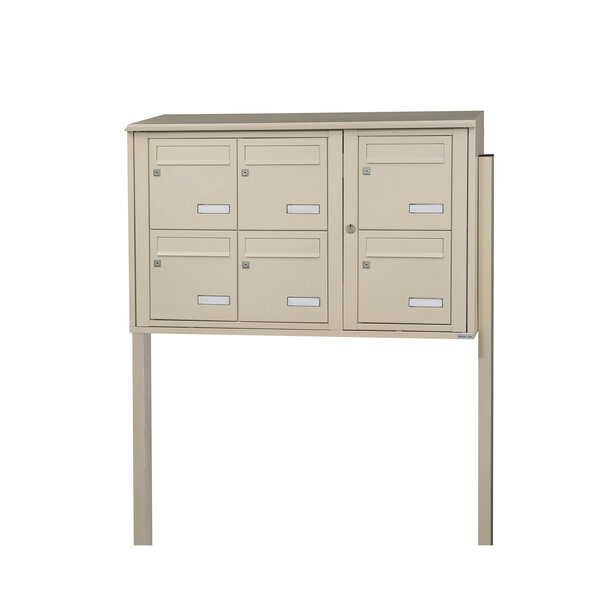 Bloc collectif Leabox  3x2  grade 3  simple face  extérieur  fixation sur pieds à sceller   ivoire ral 1015  finition brillante