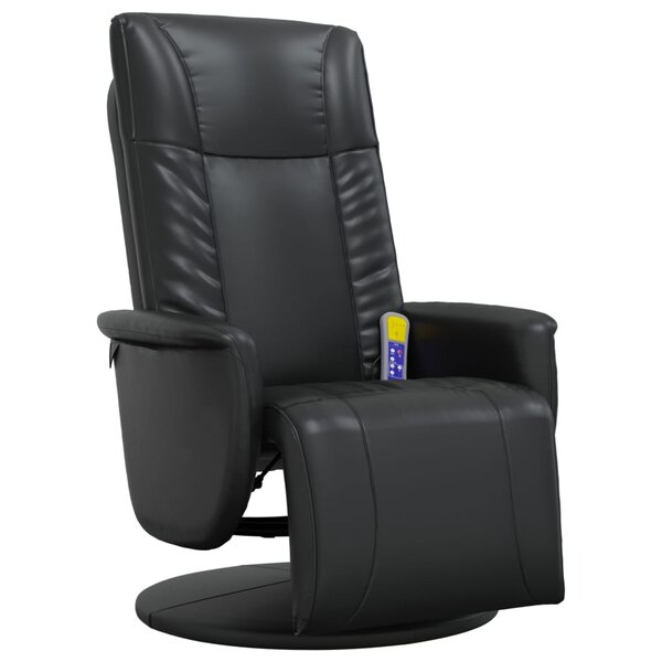 vidaXL Fauteuil inclinable de massage repose-pieds noir similicuir