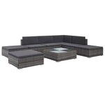 vidaXL Salon de jardin 8 Pièces avec coussins résine tressée gris