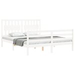 vidaXL Cadre de lit avec tête de lit blanc King Size bois massif