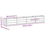 vidaXL Jardinière Anthracite 320 x 40 x 45 cm Acier