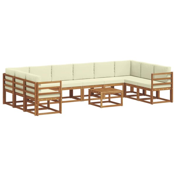 vidaXL Ensemble de canapés d'extérieur 11 pc Naturel et Crème