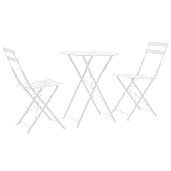 vidaXL Mobilier de bistro 3 Pièces Acier Blanc