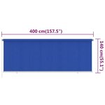 vidaXL Store roulant d'extérieur 400x140 cm Bleu PEHD