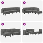 vidaXL Ensemble de meubles pour le salon 5 Pièces Gris foncé Velours