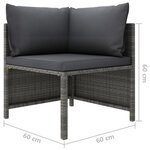 vidaXL Salon de jardin 5 Pièces avec coussins Résine tressée Gris