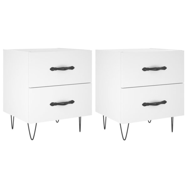 vidaXL Tables de chevet 2 Pièces blanc 40x35x47 5 cm bois d’ingénierie