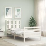 vidaXL Cadre de lit avec tête de lit blanc petit simple bois massif