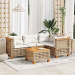 vidaXL Salon de jardin avec coussins 5 Pièces beige résine tressée