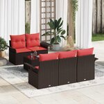 vidaXL Ensemble de canapé de jardin 6 Pièces Beige Rouge 55 x 55 x 37 cm