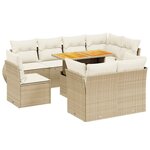 vidaXL Salon de jardin avec coussins 9 Pièces beige résine tressée