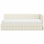 vidaXL Cadre de lit d'angle avec matelas 2 Pièces Crème Velours