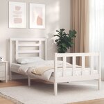 vidaXL Cadre de lit et tête de lit blanc 100x200 cm bois massif