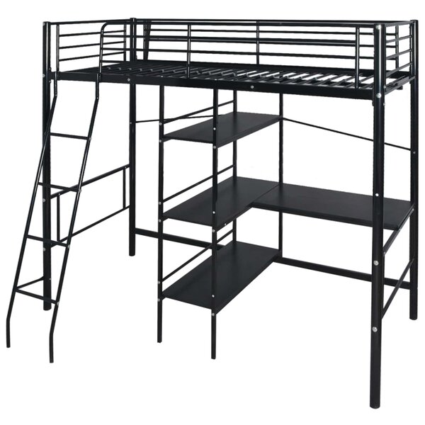 vidaXL Lit avec matelas Noir 200 x 90 cm Métал