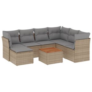 vidaXL Salon de jardin avec coussins 8Pièces mélange beige résine tressée