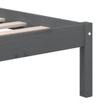 vidaXL Cadre de lit Gris 150x200 cm Très grand Bois massif
