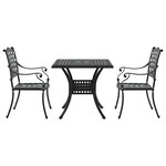 Set de Jardin Bistro 3 Pièces Noir en Aluminium et Fonte