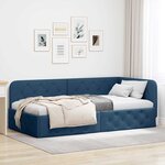 vidaXL Cadre de lit d'angle avec tête de lit Bleu 90 x 190 cm tissu