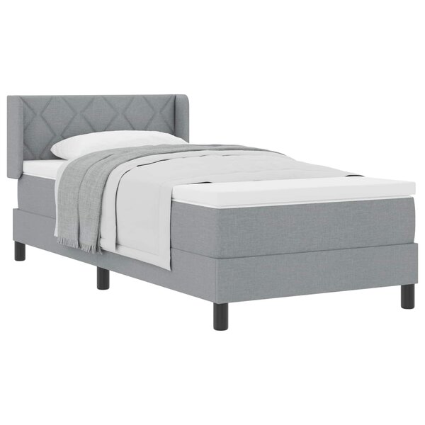 vidaXL Lit à ressorts avec tête de lit Gris clair 190 x 90 cm tissu