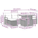 vidaXL Ensemble de canapé de jardin avec coussin 7 Pièces Noir Poly rotin