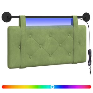 vidaXL Tête de lit suspendue Avec lumière LED Vert clair Velours