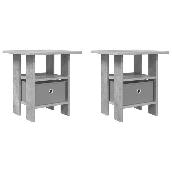 vidaXL Table de chevet 2 pc Gris béton 41 x 40 x 45 cm