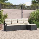 vidaXL Ensemble de canapé de jardin avec coussin 5 Pièces Noir Poly rotin