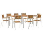 vidaXL Ensemble de repas extérieur 9 Pièces Marron Bois d'Acacia Massif