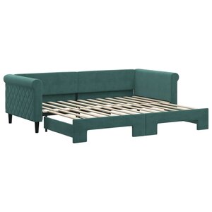 vidaXL Lit de jour avec gigogne sans matelas vert foncé 90x200 cm