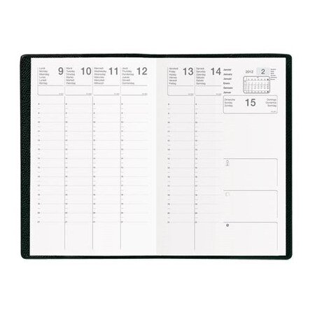 Agenda Semainier CALYPSO 10 x15 cm 1S / 2P Noir EXDI