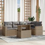 vidaXL Salon de jardin avec coussins 6 Pièces beige résine tressée