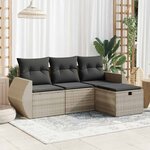 vidaXL Salon de jardin 4 Pièces avec coussins gris clair résine tressée