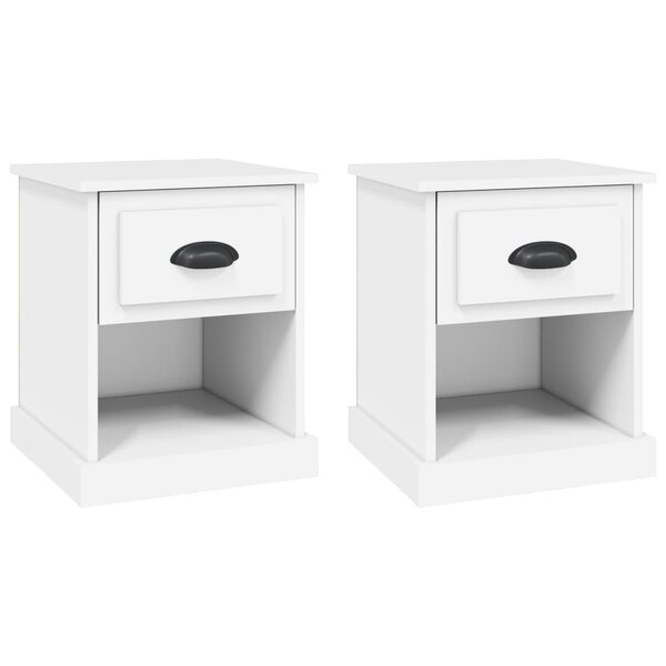vidaXL Tables de chevet 2 Pièces blanc 39x39x47 5 cm bois d'ingénierie