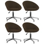 vidaXL Chaises pivotantes à manger lot de 4 marron foncé tissu