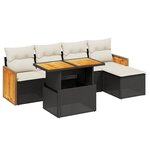 vidaXL Salon de jardin 6 Pièces avec coussins noir résine tressée