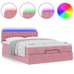 vidaXL Cadre de lit ottoman avec matelas rose 140x190 cm velours