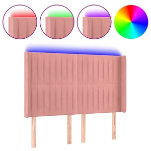 vidaXL Tête de lit à LED Rose 147x16x118/128 cm Velours