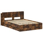 vidaXL Cadre de lit avec rangement Chêne fumé 135 x 190 cm