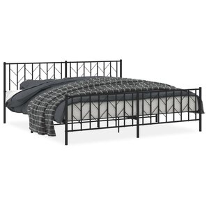 vidaXL Cadre de lit métal sans matelas avec pied de lit noir 200x200cm