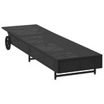 vidaXL Chaise longue avec roues et coussin noir résine tressée