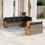 vidaXL Salon de jardin avec coussins 7 Pièces gris résine tressée