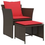 vidaXL Chaise de jardin avec tabouret marron résine tressée