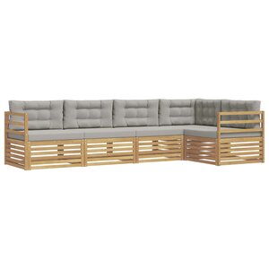 vidaXL Ensemble de canapés d'extérieur 5 Pièces Blanc et gris clair
